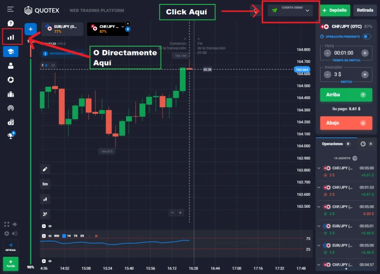 Cambiar de Cuenta Demo a Real